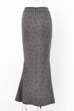 Elegant Solid Hot Drill Regular High Waist Solid Color Bottoms