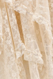 Elegant Solid Lace Asymmetrical High Waist Solid Color Bottoms
