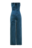 Sexy Street Solid Ripped Strapless Regular Jumpsuits