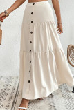 Casual Solid Patchwork Buttons Loose High Waist Type A Patchwork Bottoms