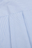 Casual Striped Patchwork Turndown Collar Tops