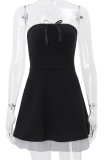 Celebrities Elegant Solid Backless Mesh Strapless Strapless Dresses