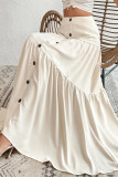 Casual Solid Patchwork Buttons Loose High Waist Type A Patchwork Bottoms