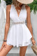 Casual Simplicity Solid Lace Draw String Backless V Neck Rompers