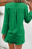 Casual Simplicity Solid Pocket Buttons V Neck Long Sleeve Two Pieces
