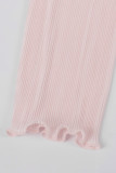Elegant Solid Frenulum Backless Pleated O Neck Tops