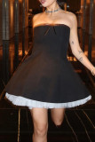 Celebrities Elegant Solid Backless Mesh Strapless Strapless Dresses