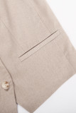 Casual British Style Solid Buckle V Neck Sleeveless Two Pieces