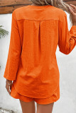 Casual Simplicity Solid Pocket Buttons V Neck Long Sleeve Two Pieces