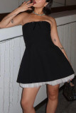 Celebrities Elegant Solid Backless Mesh Strapless Strapless Dresses