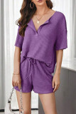 Casual Living Solid Draw String V Neck Short Sleeve Two Pieces