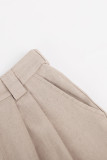 Casual British Style Solid Buckle V Neck Sleeveless Two Pieces