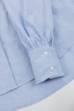 Casual Striped Patchwork Turndown Collar Tops