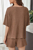 Casual Living Solid Draw String V Neck Short Sleeve Two Pieces