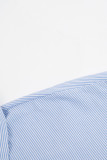 Casual Striped Patchwork Turndown Collar Tops