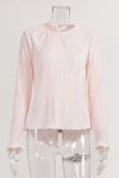 Elegant Solid Frenulum Backless Pleated O Neck Tops