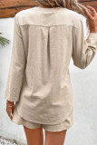 Casual Simplicity Solid Pocket Buttons V Neck Long Sleeve Two Pieces