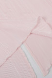 Elegant Solid Frenulum Backless Pleated O Neck Tops