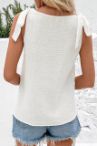 Sexy Vacation Solid Buttons With Bow V Neck Tops