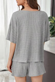Casual Living Solid Draw String V Neck Short Sleeve Two Pieces