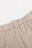 Casual British Style Solid Buckle V Neck Sleeveless Two Pieces