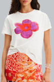 Casual Print Flowers O Neck T-Shirts