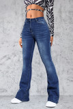 Casual Street Solid Pocket High Waist Regular Denim Jeans