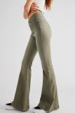 Solid Patchwork Asymmetrical High Waist Regular Denim Jeans