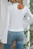 Sexy Solid Hollowed Out Half A Turtleneck Tops