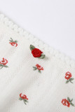 Sweet Elegant Print Flowers Backless U Neck Sleeveless Two Pieces