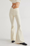 Solid Patchwork Asymmetrical High Waist Regular Denim Jeans