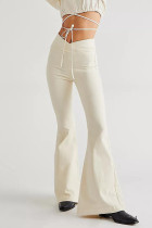 Solid Patchwork Asymmetrical High Waist Regular Denim Jeans