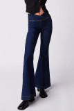Solid Patchwork Asymmetrical High Waist Regular Denim Jeans