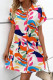 Bohemian Vacation Floral Turndown Collar Shirt Dresses