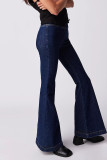 Solid Patchwork Asymmetrical High Waist Regular Denim Jeans
