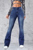 Casual Street Solid Pocket High Waist Regular Denim Jeans
