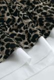 Vintage Elegant Leopard Patchwork Flounce Peter Pan Collar A Line Dresses