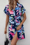 Bohemian Vacation Floral Turndown Collar Shirt Dresses