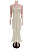 Sexy Vacation Solid Hook Flower Backless Swimwears Cover Up