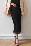 Celebrities Elegant Solid Lace Regular High Waist Solid Color Bottoms