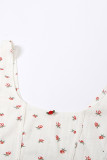 Sweet Elegant Print Flowers Backless U Neck Sleeveless Two Pieces