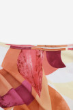 Elegant Floral Draw String Slit Oblique Collar Printed Dresses