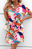 Bohemian Vacation Floral Turndown Collar Shirt Dresses
