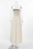 Sexy Vacation Solid Pocket Strapless Strapless Dresses