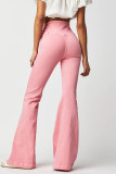 Solid Patchwork Asymmetrical High Waist Regular Denim Jeans