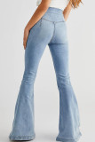 Solid Patchwork Asymmetrical High Waist Regular Denim Jeans
