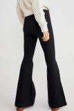 Solid Patchwork Asymmetrical High Waist Regular Denim Jeans