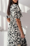 Elegant Floral Patchwork V Neck A Line Dresses