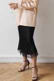 Celebrities Elegant Solid Lace Regular High Waist Solid Color Bottoms