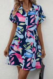 Bohemian Vacation Floral Turndown Collar Shirt Dresses